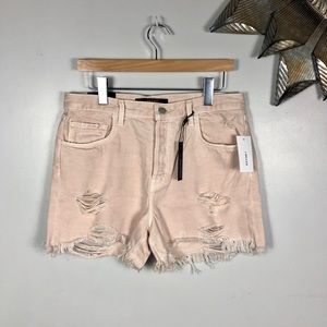 J. Brand High Rise Distressed Pink Jean Shorts